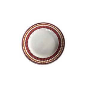 Flair Salad Plates Pleated Rim Red‎ Burgundy Brown Cream Bands